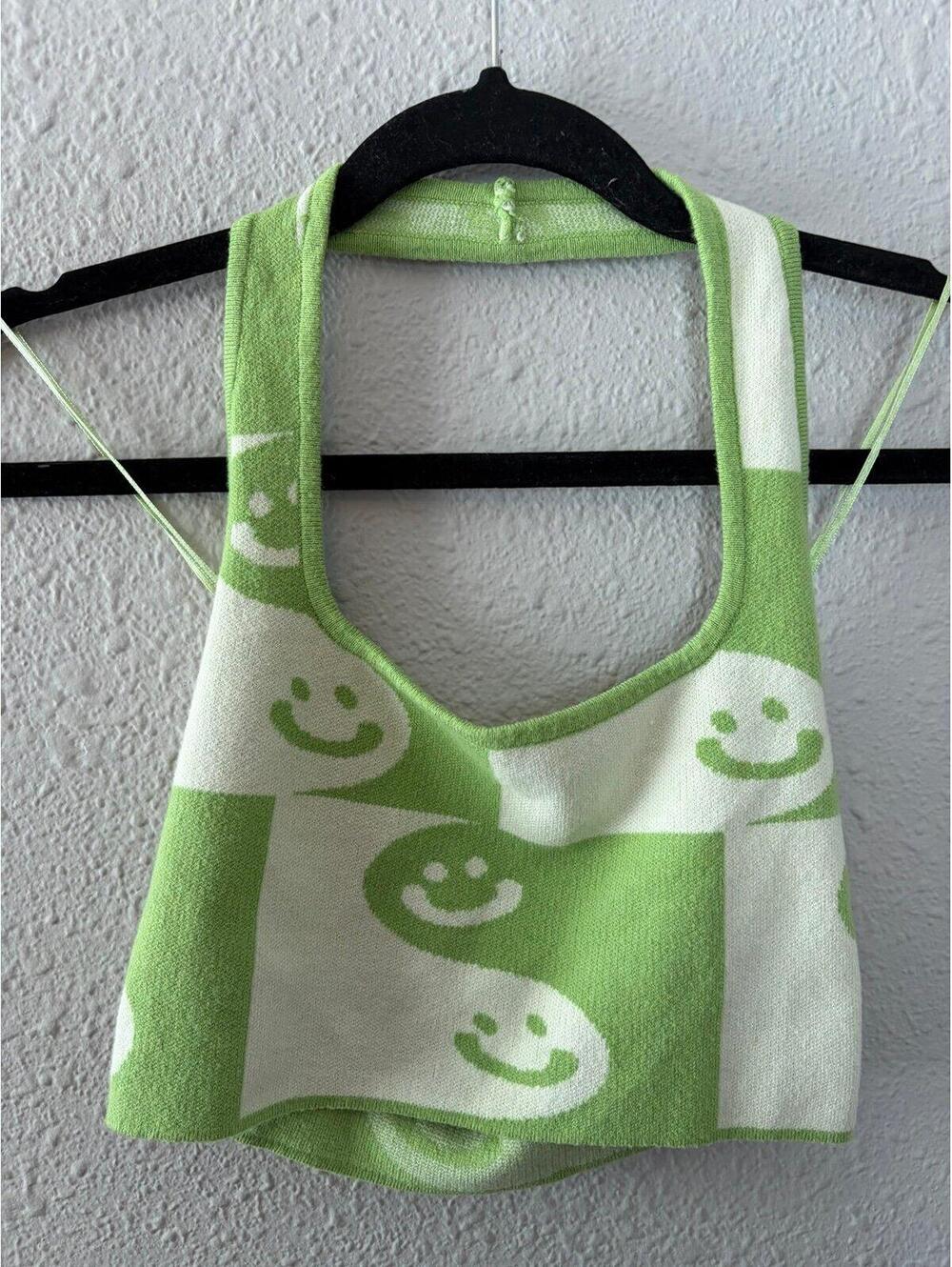 Bailey Rose green smile halter cropped tank size S